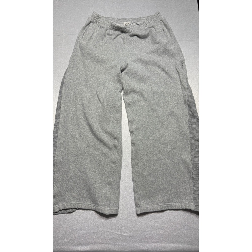 Aerie Women Gray Wide Leg Sweatpants Waffle Knit Side Panel Pockets Loungewear